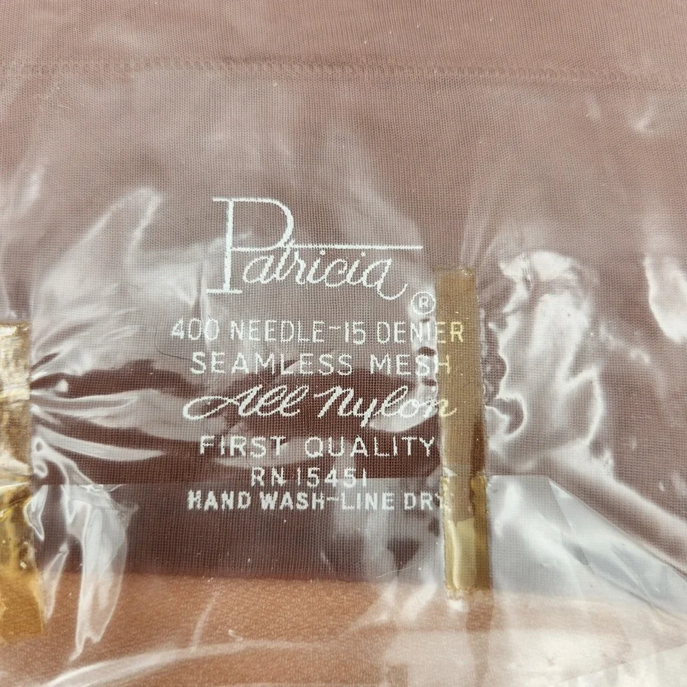 Vintage Merrie Maid Patricia‎ Mesh Stockings Cinnamon Brown 15 Denier Size 9.5
